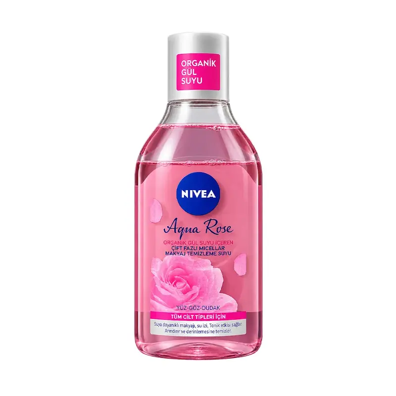 محلول پاک کننده آرایش میسلار نیوا مدل Aqua Rose دو فاز حجم 400 میلی لیتر