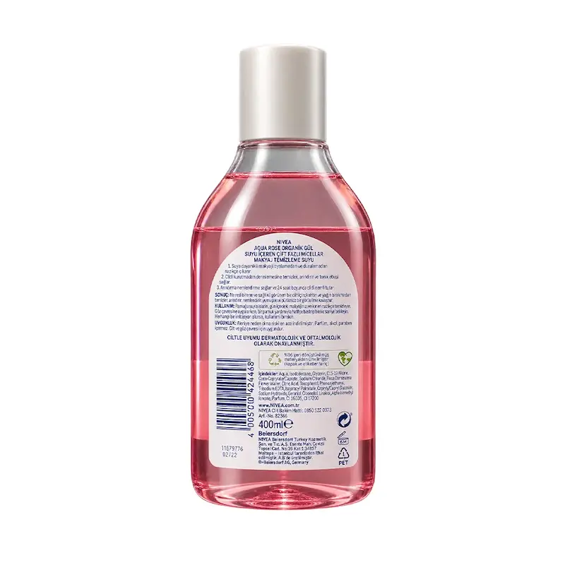 محلول پاک کننده آرایش میسلار نیوا مدل Aqua Rose دو فاز حجم 400 میلی لیتر
