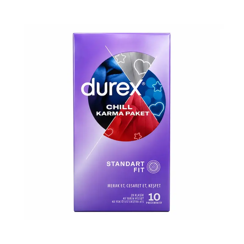 کاندوم دورکس Durex مدل Chill Karma Paket استاندارد فیت 10 عددی