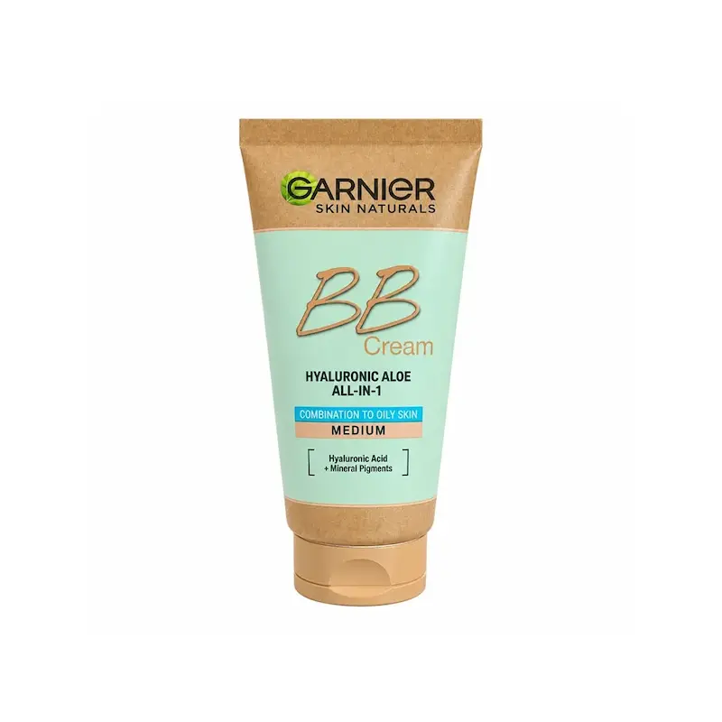 بی بی کرم گارنیر Garnier مدل Hyaluronic Aloe 5 در 1 مخصوص پوست مختلط و چرب رنگ متوسط 50 میلی لیتر
