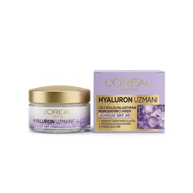 کرم روز آبرسان و ضد چروک لورآل پاریس L’Oreal Paris مدل Hyaluron Uzmani GKF 20 حجم 50 میل