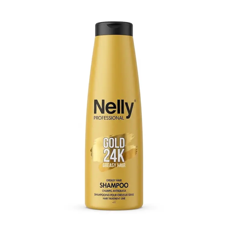 شامپو موهای چرب نلی Nelly مدل Gold 24K حجم 400 میلی لیتر