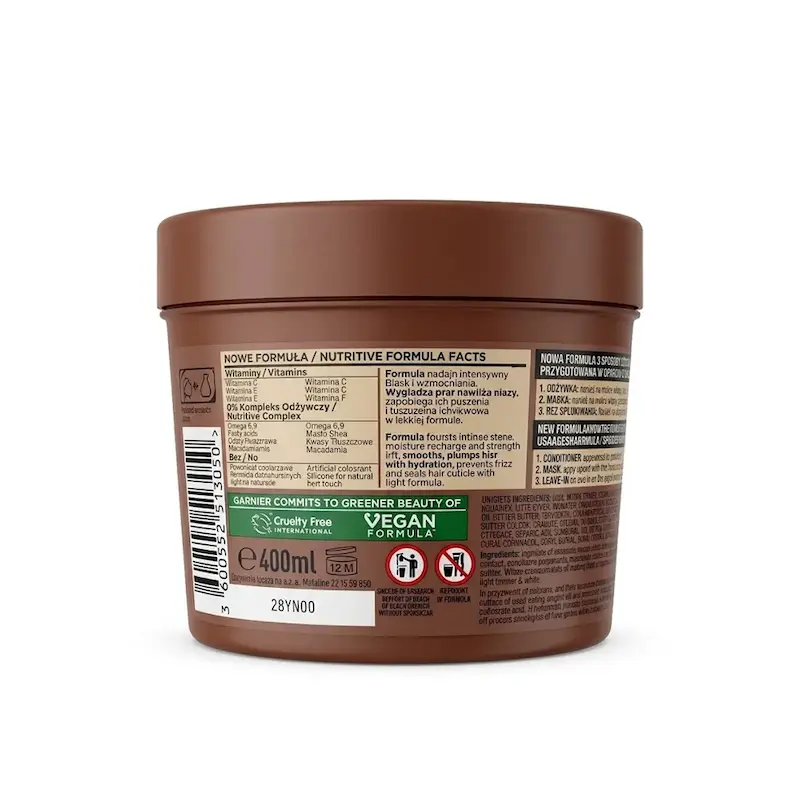 ماسک مو 3 کاره صاف کننده و ضد وز ماکادمیا فروکتیس گارنیه Garnier مدل Fructis Macadamia Hair Food حجم 400 میلی لیتر