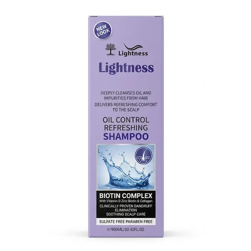 شامپو کنترل چربی و طراوت‌بخش لایتنس Lightness مدل بیوتین کمپلکس حجم 900 میلی لیتر