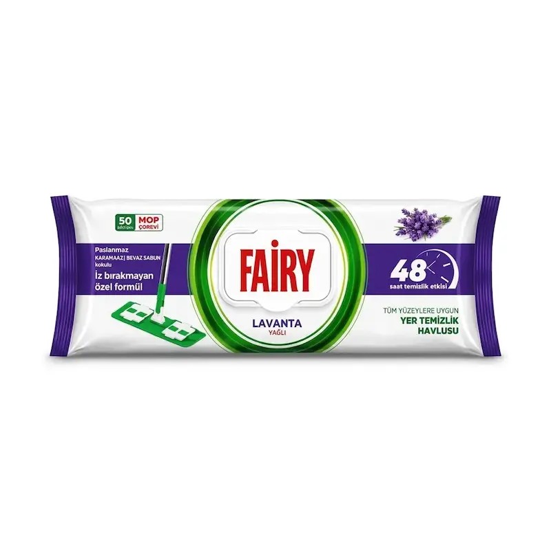 دستمال مرطوب تی کشی یکبار مصرف فیری Fairy مدل اسطوخودوس بسته 50 عدد