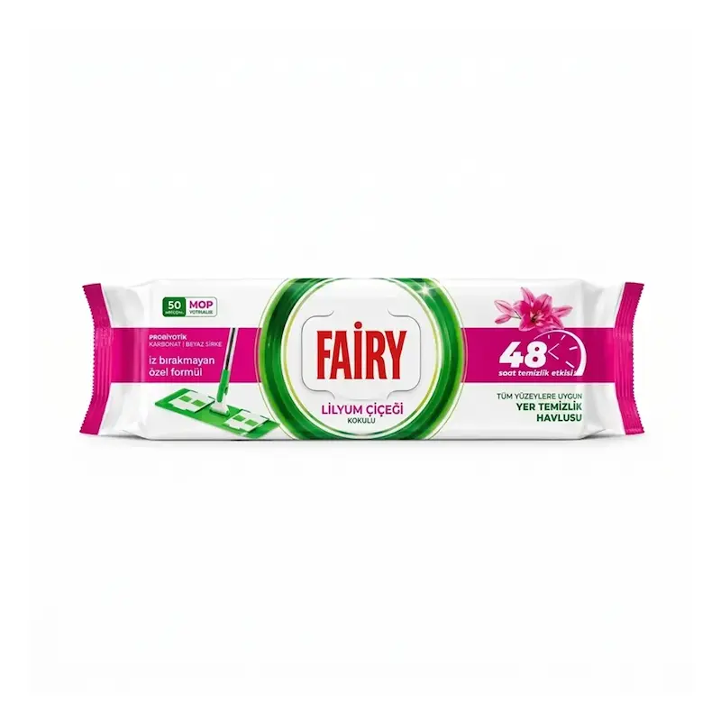 دستمال مرطوب تی کشی یکبار مصرف فیری Fairy مدل گل لیلیوم بسته 50 عدد
