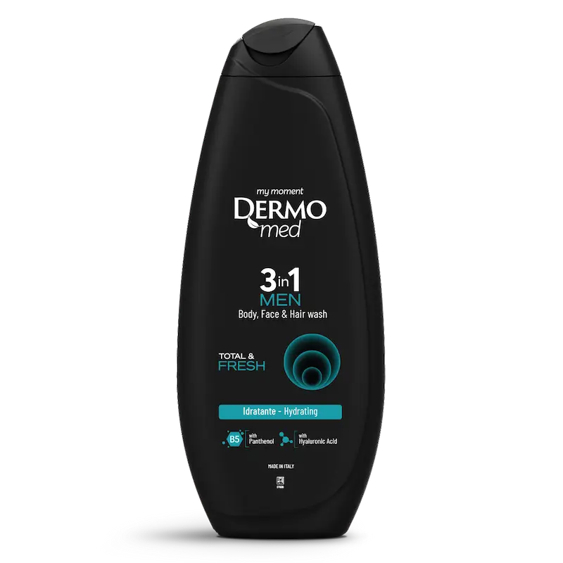 شامپو سر و بدن مردانه درمومد DERMOMED مدل Total & fresh 3in1 حجم 450 میل