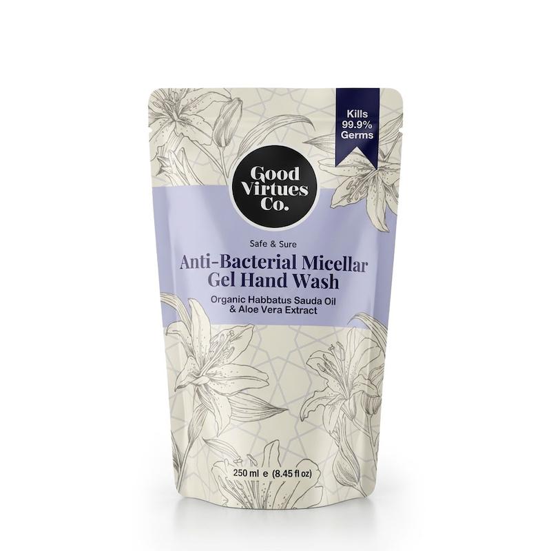 رفیل ژل شستشوی دست آنتی‌باکتریال میسلار گود ورچو Good Virtues مدل  Anti-Bacterial Micellar Gel Hand Wash حجم 250 میل