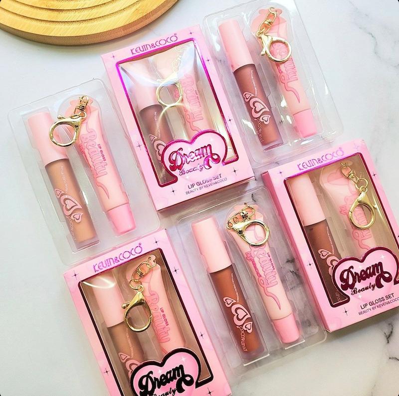 پک رژلب مایع و لیپ گلاس کهکشانی دسته کلید دار کوین اند کوکو KEVIN&COCO