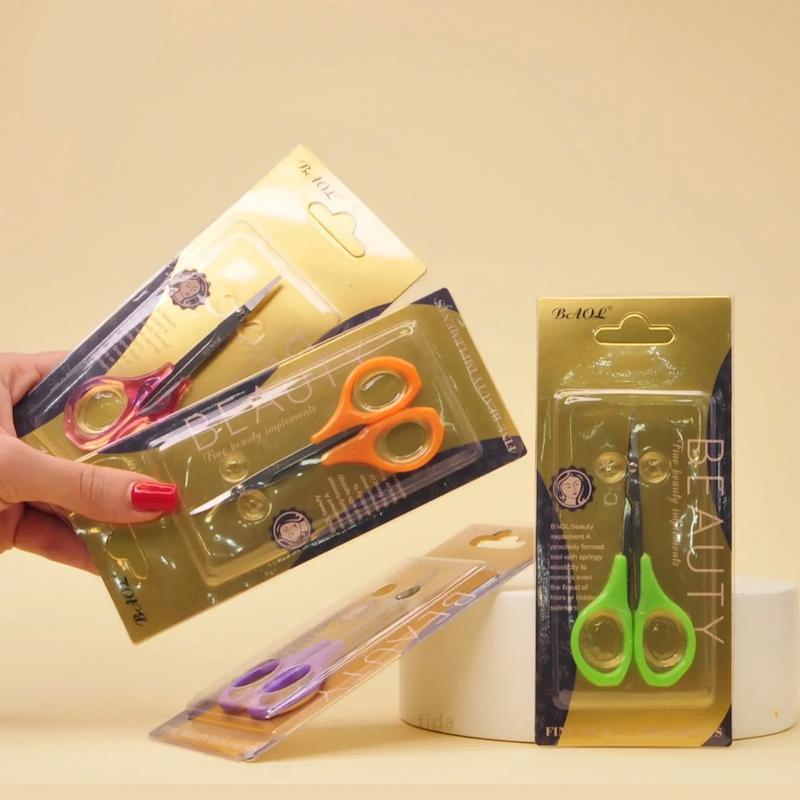 قیچی ابرو باول استیل دسته رنگی BaAOL eyebrow scissors