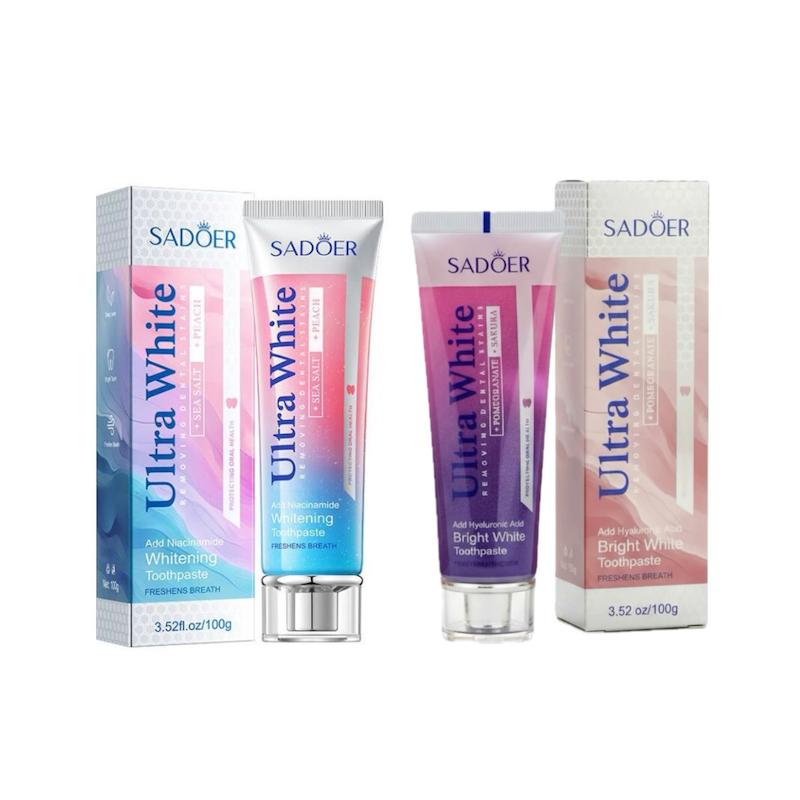 پک خمیر دندان سفید کننده میوه ای سادور ۲ عددی Sadoer Ultra White Toothpaste 