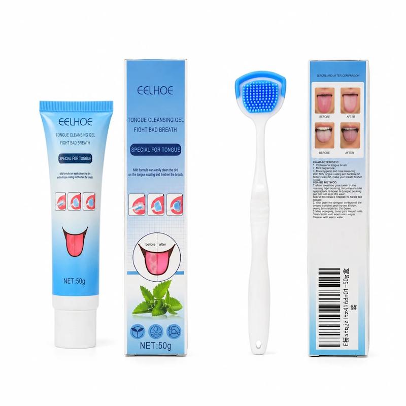 پک مسواک زبان و خوشبو کننده دهان ایلهو ۲ عددی  Eelhoe Tongue Cleaner & Breath Freshener Set - 2 PCS