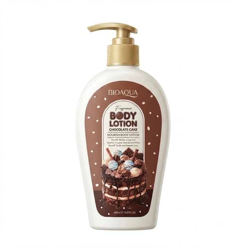 لوسیون بدن کیک شکلاتی مغذی بیوآکوا وزن ۴۰۰ گرم Bioaqua Chocolate Cake Body Lotion 400ml