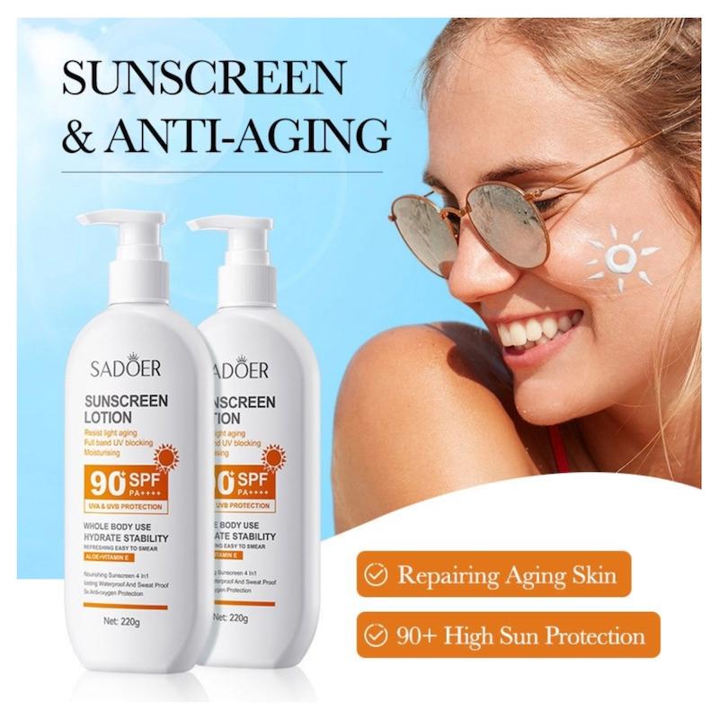 لوسیون ضد آفتاب پمپی سادور SPF90 وزن ۲۲۰ گرم