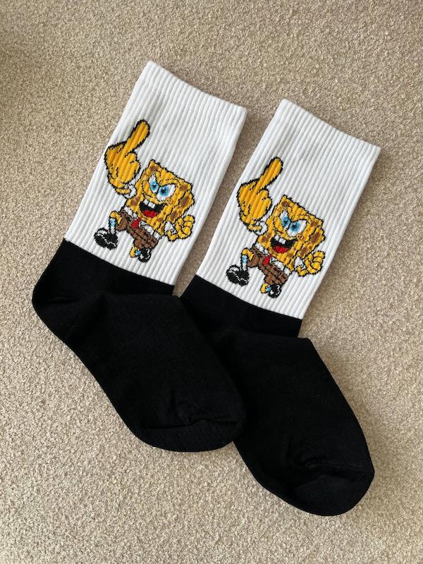 جوراب ساقدار فاک یو باب اسفنجی سفید