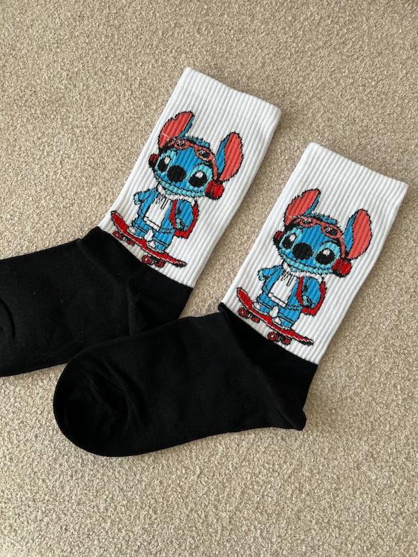 جوراب ساقدار استیچ با هدفون سفید