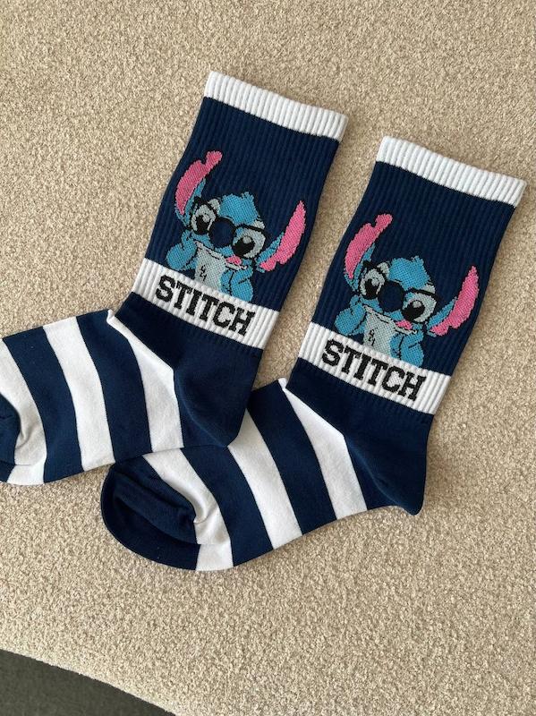 جوراب ساقدار استیچ رینگی عینکی سورمه ای