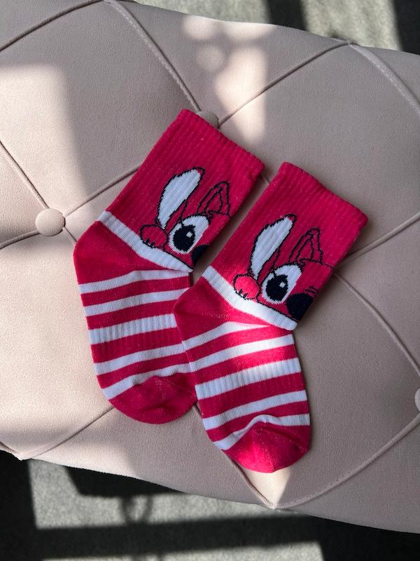 جوراب ساقدار بچگانه استیچ صورتی تن زرین