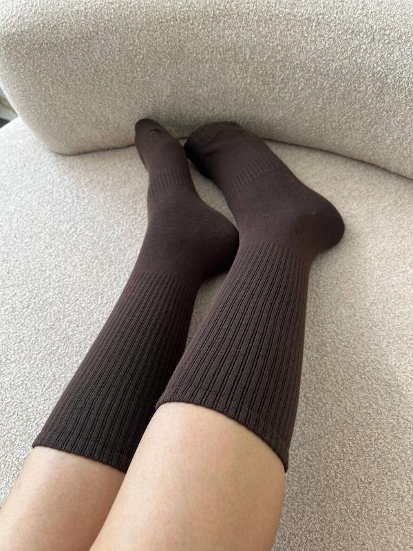 جوراب ساقدار سه ربع شکلاتی ساده