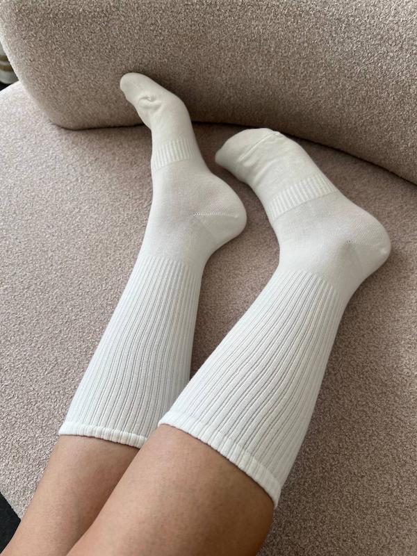 جوراب ساقدار سه ربع سفید