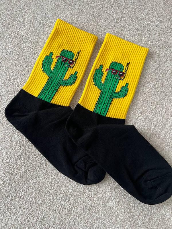 جوراب ساقدار کاکتوس بی تربیت زمینه زرد