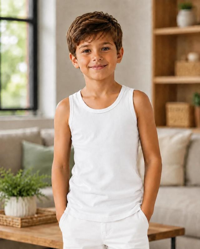 زیرپوش رکابی  بچه گانه پنبه ای تارادیس سفید