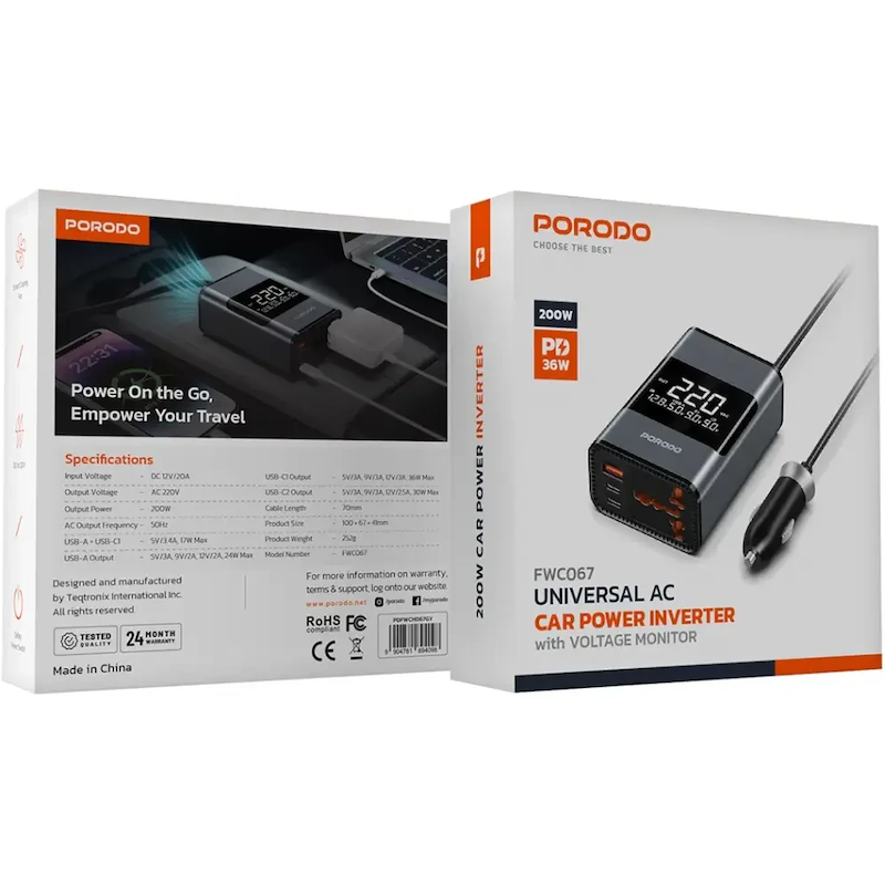 اینورتر برق خودرو پرودو Universal AC Car Power Inverter مدل FWC067