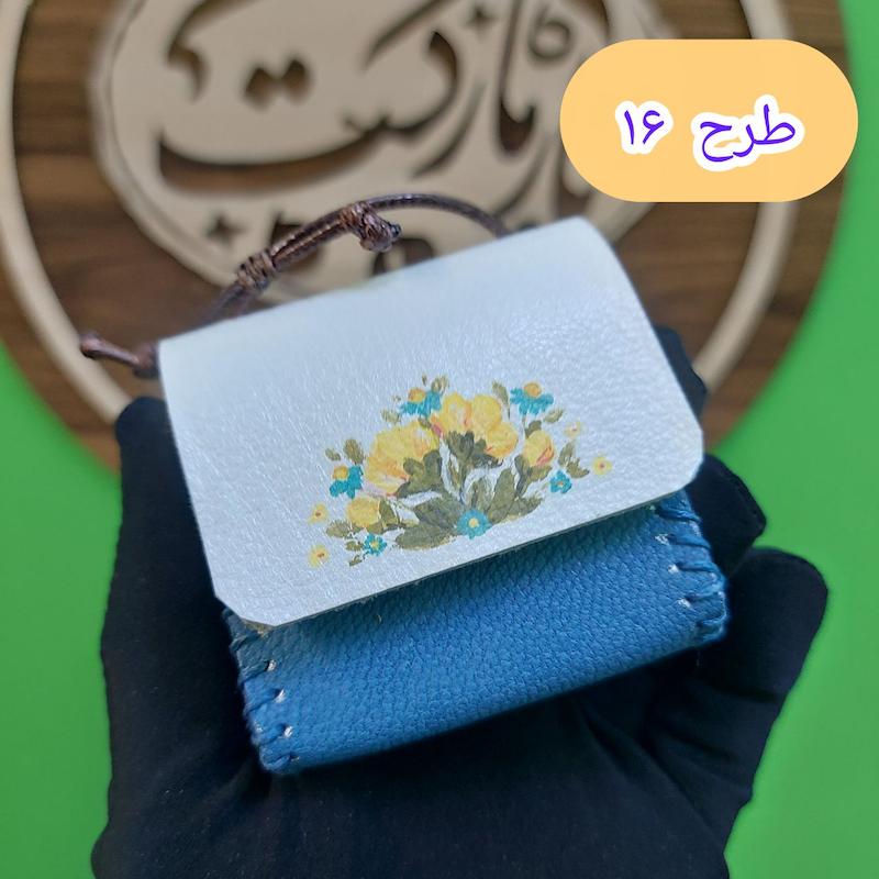 کیف مضراب گردنی چرم طبیعی نقاشی شده