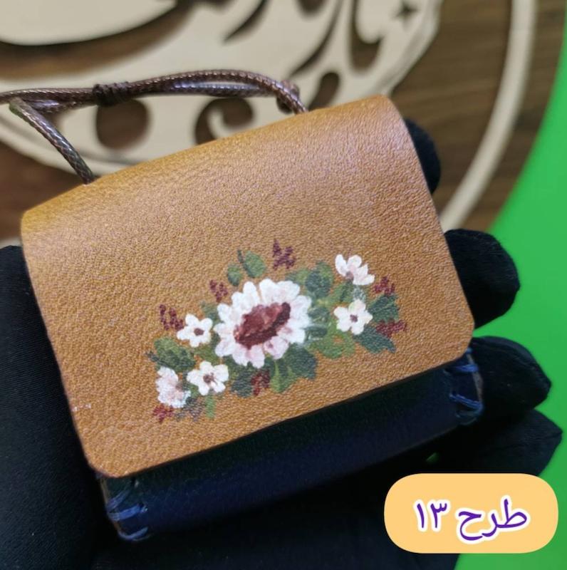 کیف مضراب گردنی چرم طبیعی نقاشی شده