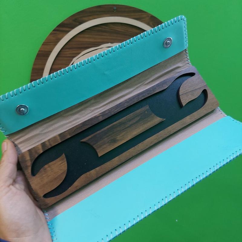 کیف مضراب سنتور طرح کاشی فیروزه ای