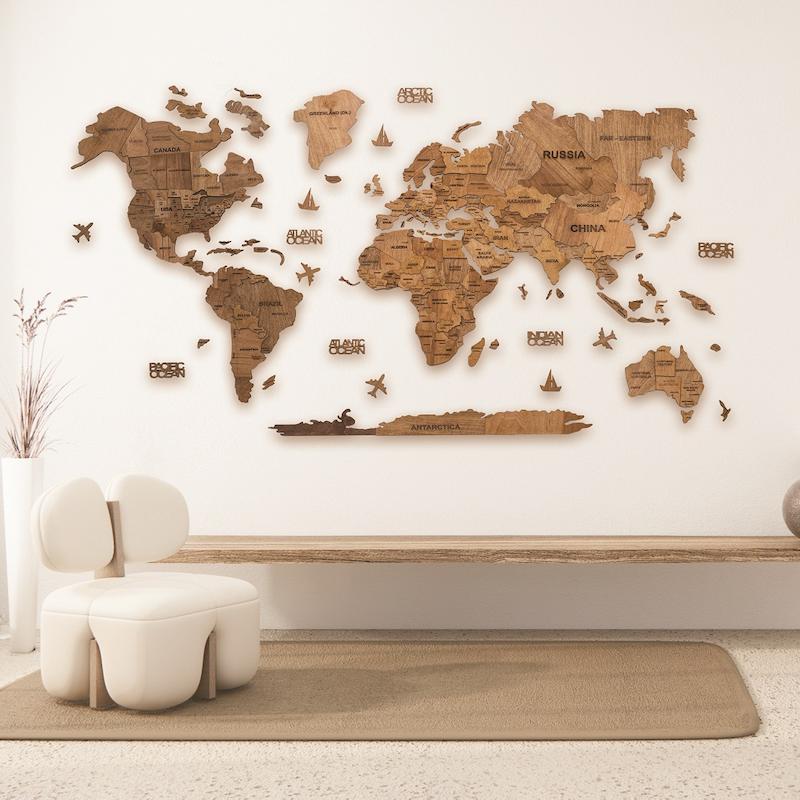 نقشه جهان 3D طلایی