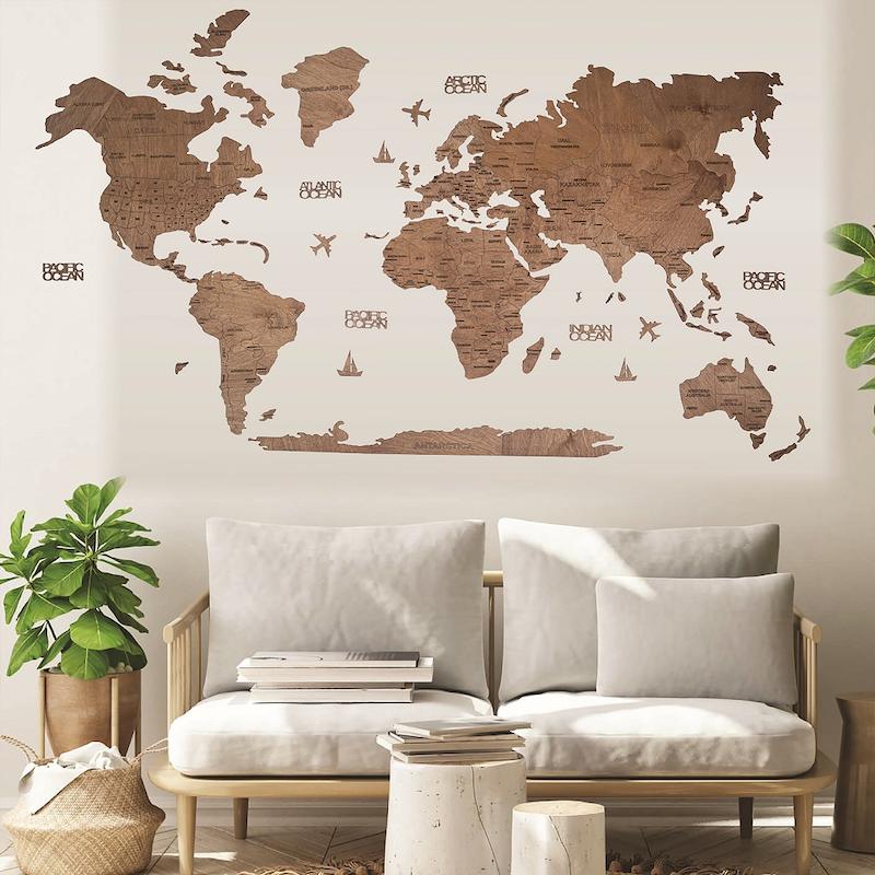 نقشه جهان 2D رنگ قهوه ای