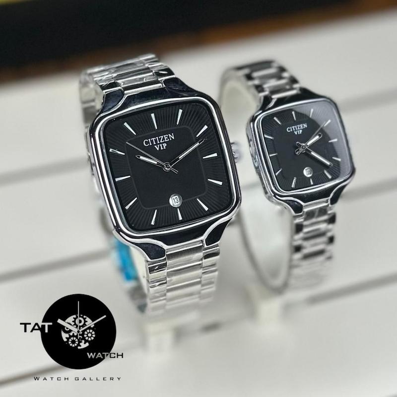 ساعت مردانه زنانه ست سیتیزن صفحه مربعی باگارانتی citizen