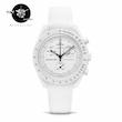 ساعت امگا سواچ مردانه زنانه ماه اسنوپی سفید Moon بند رابر قفل امگایی سه موتوره کرنو باگارانتی omega swatch