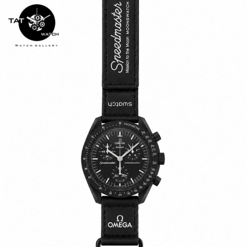 ساعت امگا سواچ مردانه زنانه سیاره ماه کامل مشکی Moon سه موتوره کرنو omega swatch