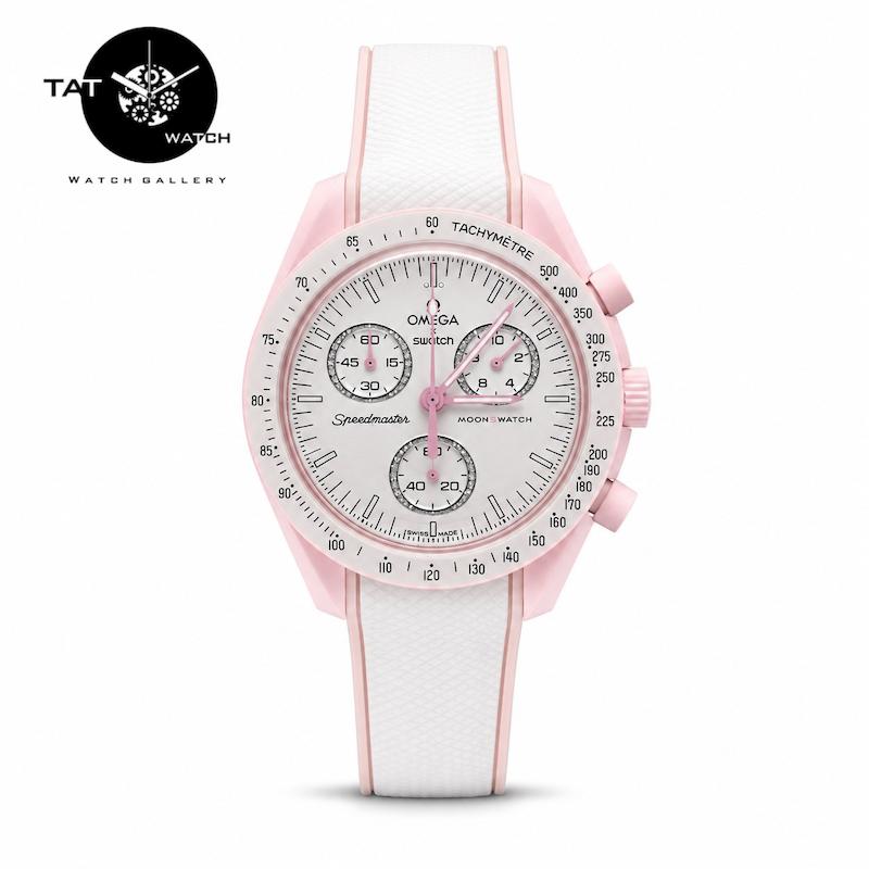 ساعت زنانه امگا سواچ ونوس Venus بند رابر قفل امگایی 3موتوره کرنو باگارانتی omega swatch