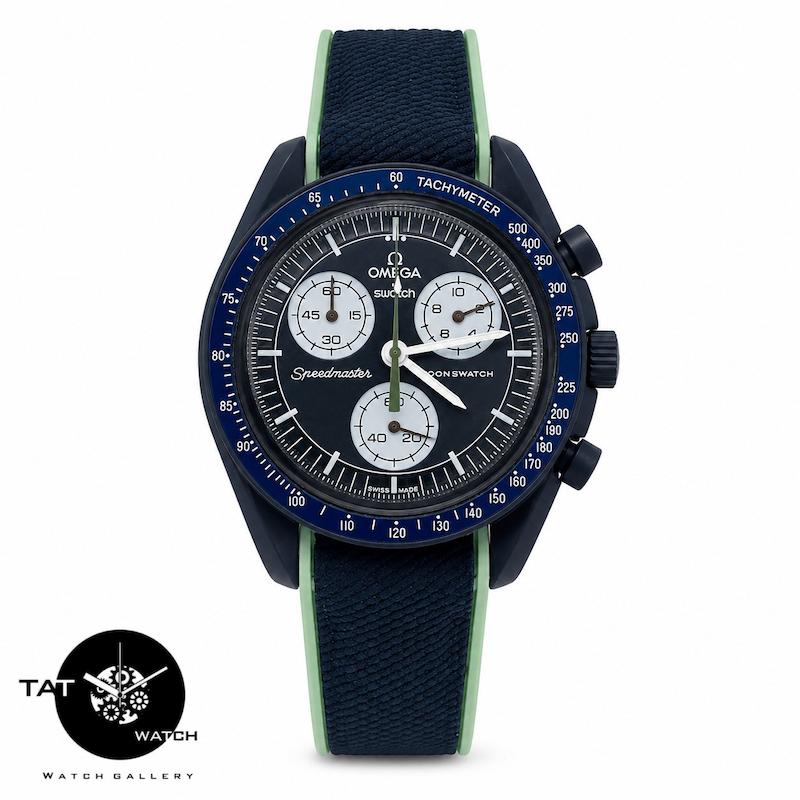ساعت مردانه زنانه امگا سواچ زمین earth قاب فلزی بند رابر قفل امگایی omega swatch