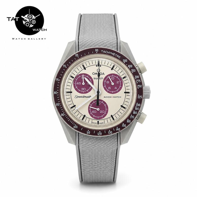 ساعت مردانه زنانه امگا سواچ پلوتو Pluto بند رابر سه موتوره omega swatch