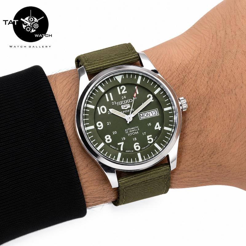 ساعت مچی مردانه سیکو5 خلبانی برزنتی سبز Seiko