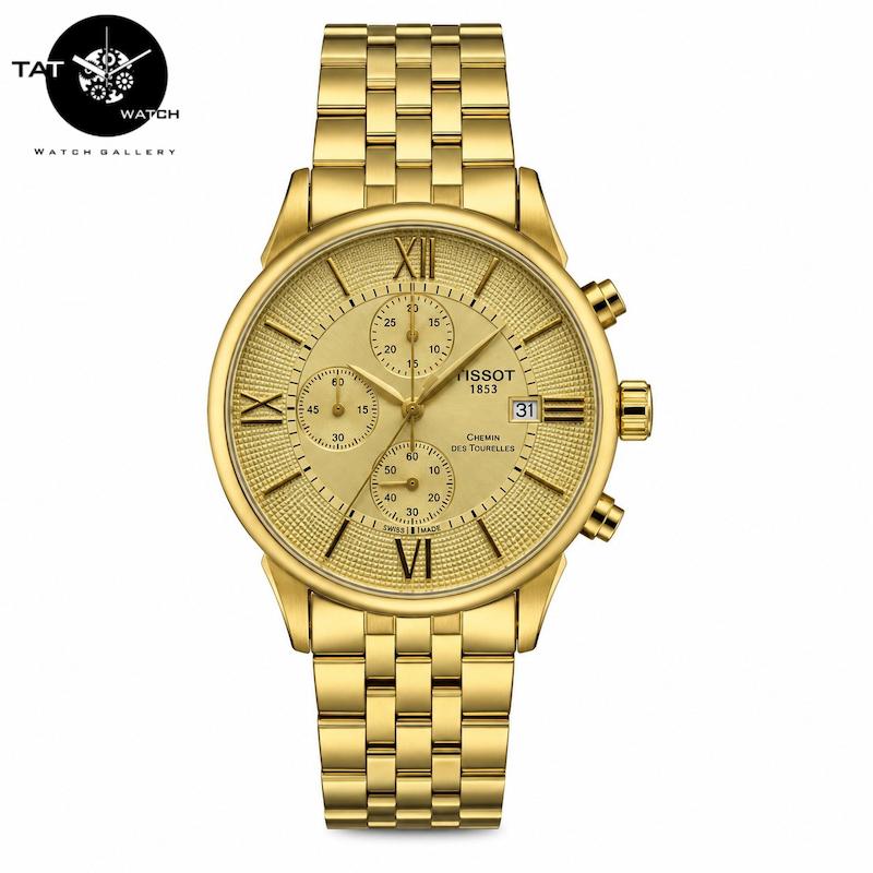 ساعت مچی مردانه تیسوت سه موتوره کرنوگراف با گارانتی و جعبه Tissot