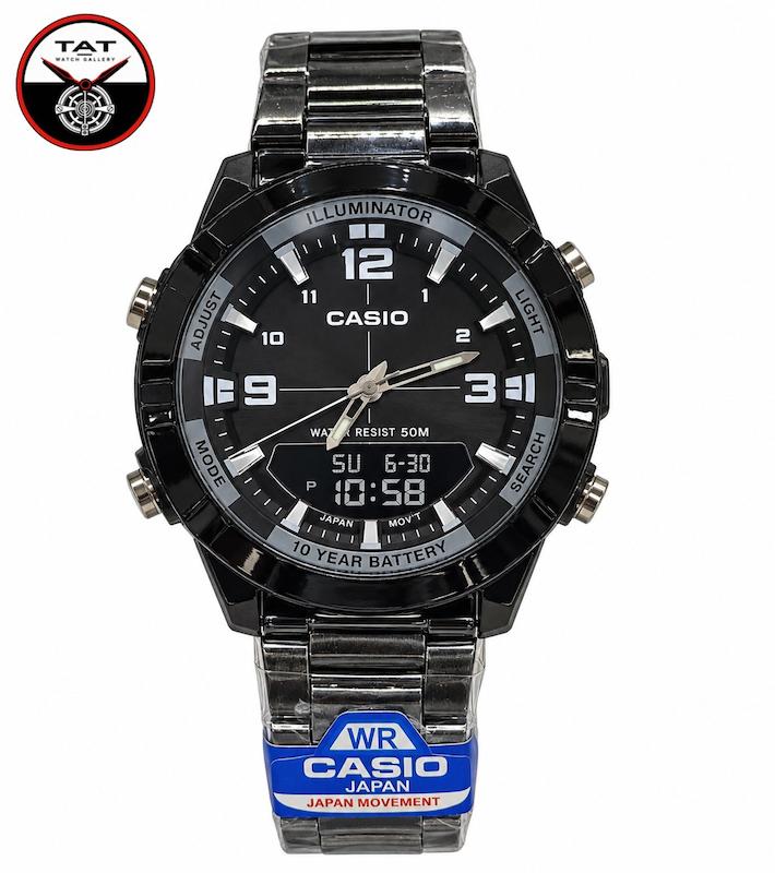 ساعت مچی مردانه کاسیو دو زمانه AMW-870D موتور ژاپن با جعبه Casio