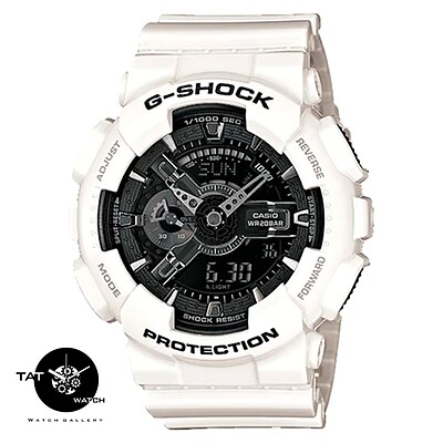 ساعت جی شاک سفید صفحه مشکی G-SHOCK مدل GA-110GW-7ADR