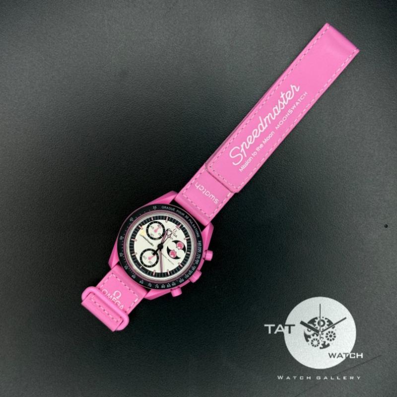 ساعت امگا سواچ ماه pink صورتی باربی moon سه موتوره omega swatch