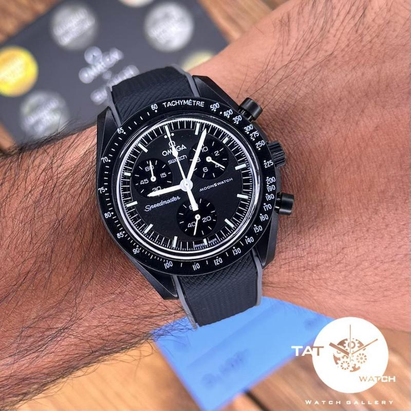 ساعت مردانه زنانه امگا سواچ ماه moon سه موتوره بند رابر قفل امگایی با گارانتی omega