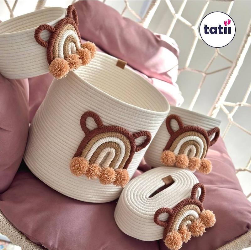 ست ۴ تکه سیسمونی قیطان دوزی کودک تاتی-طرح رنگین کمان ۲