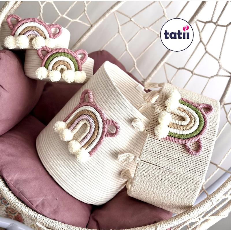 ست ۴ تکه سیسمونی قیطان دوزی کودک تاتی-طرح رنگین کمان ۳