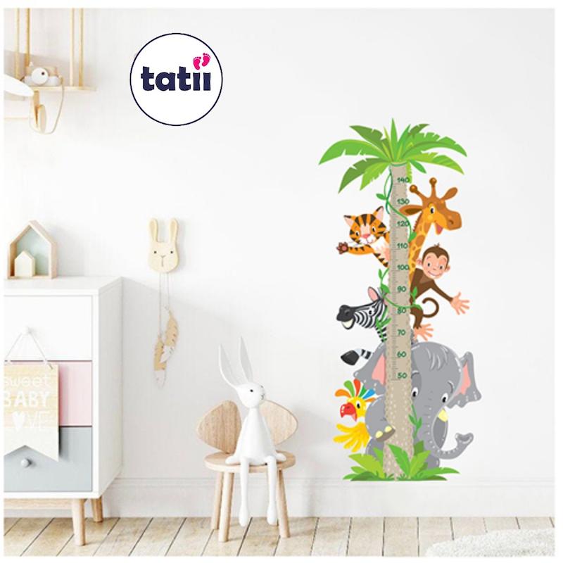 برچسب و استیکر دیواری کودک تاتی _ چارت قد درخت حیوانات