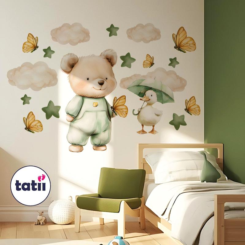 برچسب و استیکر دیواری کودک تاتی خرس و اردک