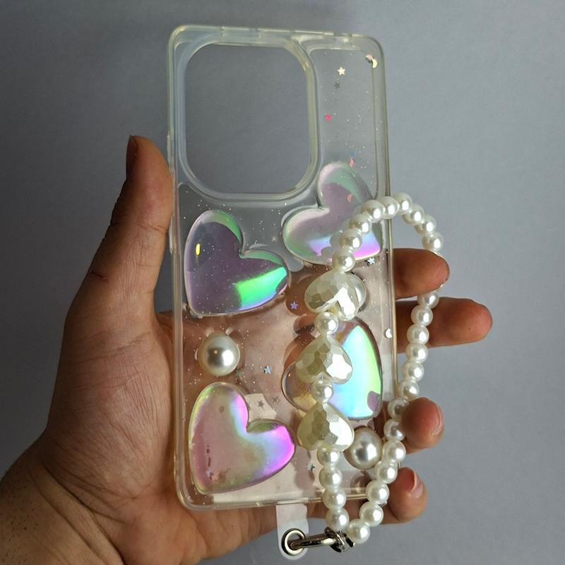 کاور Redmi Note 14s / Note 13 Pro 4G قلبی هولوگرامی با آویز شیائومی ردمی نوت ۱۴ اس و نوت ۱۳ پرو و پوکو ام ۶ پرو