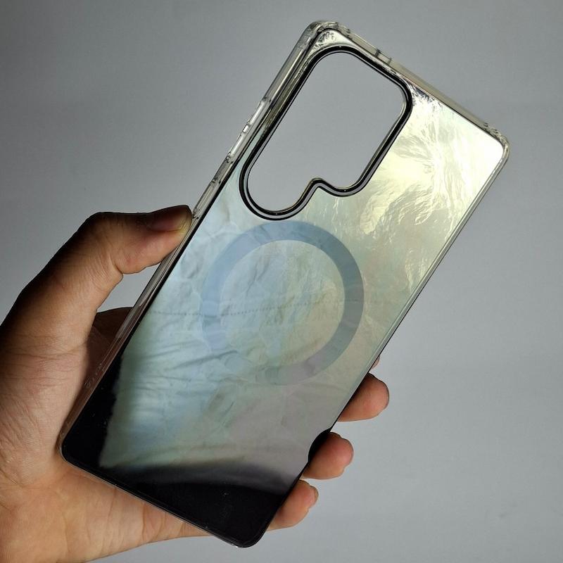 کاور Galaxy S25 Ultra متالیک هولوگرامی مگسیف ساپورت سامسونگ گلگسی s 25 اولترا